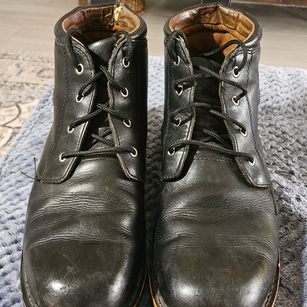 Harley Davidson Black Leather Motorcycle Boots Lace Up Buckle Mens Size 13